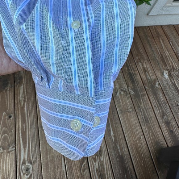 LANDS END Men's Button-Down Stripe Shirt - 17/34 - Picture 4 of 7